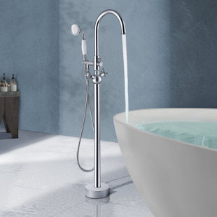 2 Handle Floor Mounted Clawfoot Tub Faucet With Handshower 